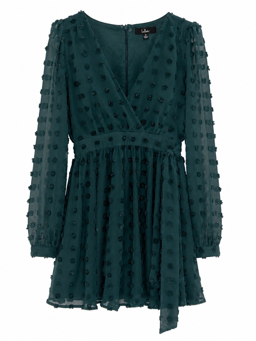 Lulus Emerald Green Textured Long Sleeve Mini Dress – Size Medium